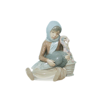 Porseleinen Beeldje Lladro Meisje & Kalkoen