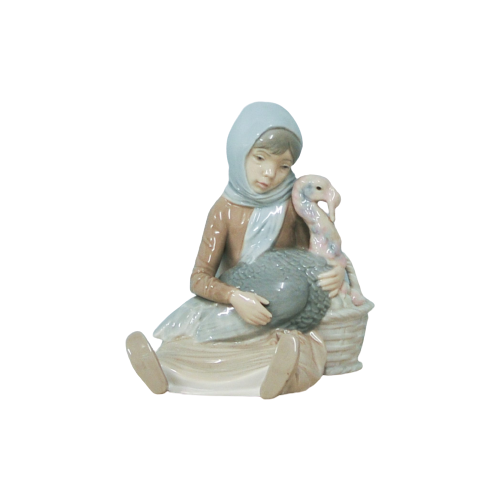 Porseleinen Beeldje Lladro Meisje & Kalkoen