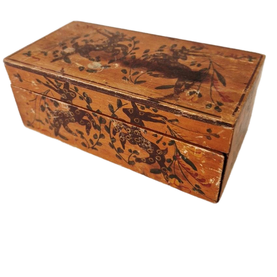 Oud Houten Doosje Handbeschilderd 1