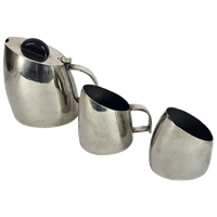 Art Deco Stijl - Bauhaus - Koffie/Thee Set. (3) - Metaal - Chroom - Zilver - Bakeliet - 2E Kwart