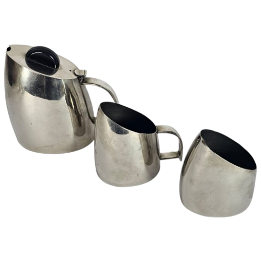 Art Deco Stijl - Bauhaus - Koffie/Thee Set. (3) - Metaal - Chroom - Zilver - Bakeliet - 2E Kwart 1