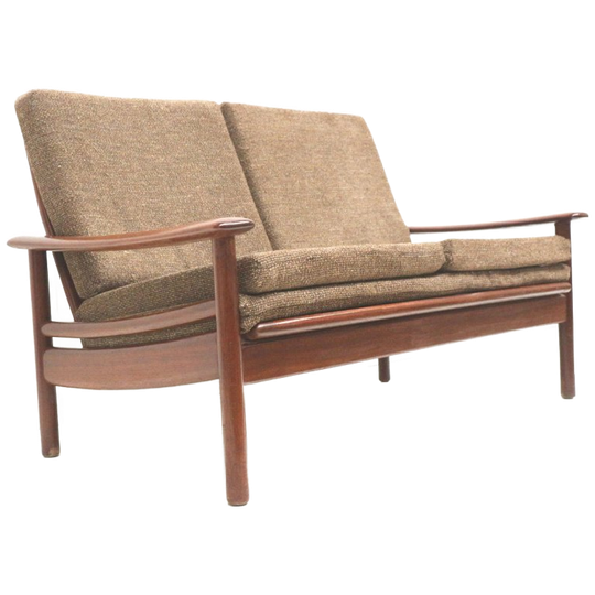 Vintage 2-persoons Deens Design Bank Van Teakhout Uit De Jaren ’60 1
