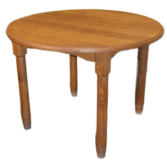 Stoere Ronde Vintage Eettafel Van Blank Eikenhout Met Vier Poten 1