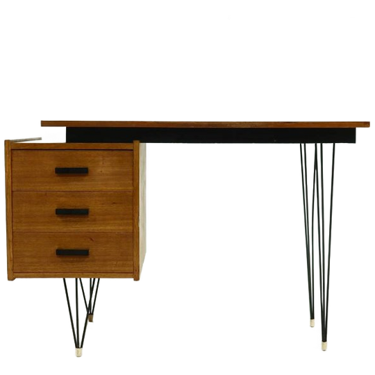 Mid Century Teak Hairpin Desk By Tijsseling 1960s 1