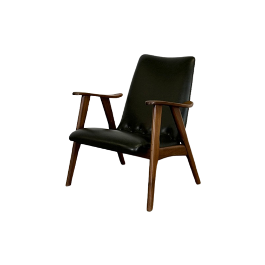 Louis van Teeffelen Fauteuil Zwart Skai Leer Voor Wébé 1