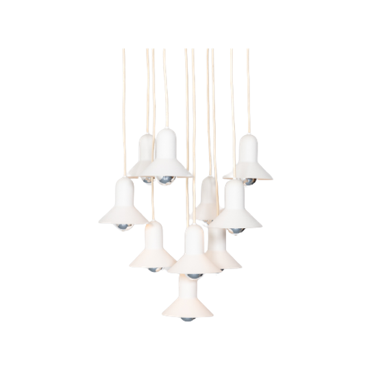 Vintage 10-Light Cascade Chandelier / Kroonluchter / Hanglampen From Louis Poulsen, Denmark 1