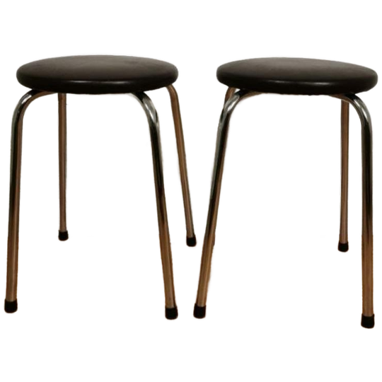 Vintage Mid Century Keukenkrukjes, Krukjes Chroom En Skai Setprijs 1