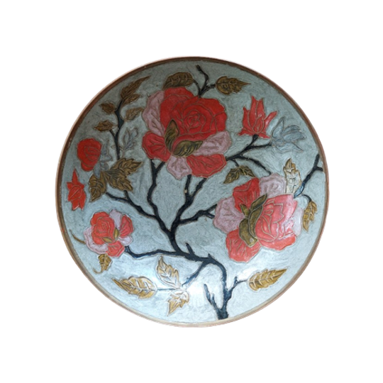 Cloisonne Geëmailleerd Schaal Schaaltje Messing Vintage 1