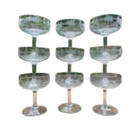 9X 19E Eeuwse Champagne Coupes Glazen Fijn Gegraveerd Frans