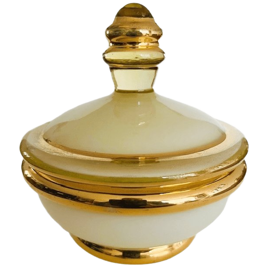 Art Deco Sieradendoosje Glas Goud Geel Glanzend 1950’s 1