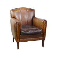 Charmante En Karakteristieke Subtiele Gepatineerde Schapenleren Armchair Met Een Geweldig Patina
