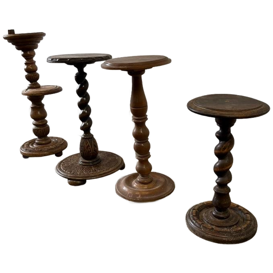 Vintage Houten Pied De Stal / Bijzettafel / Plantentafel 1