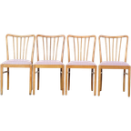 Leuke, Gezellige Set Van 4 Vintage Deens Design Eetkamerstoelen Uit De Jaren ’70 Met Mooie Licht thumbnail 1