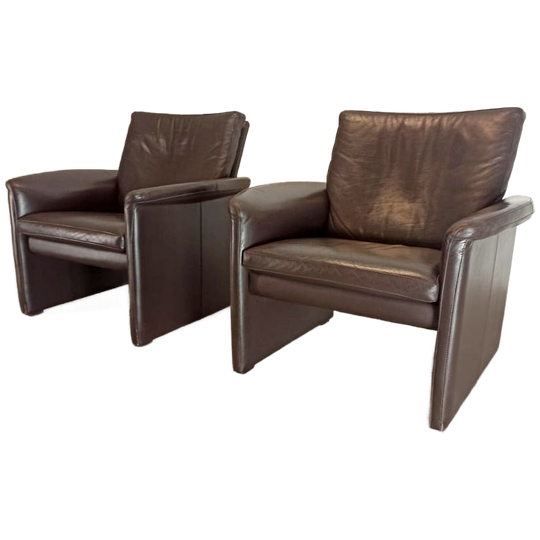 Set Van 2 Vintage Leolux Antipode Leren Fauteuils, Bruin 1