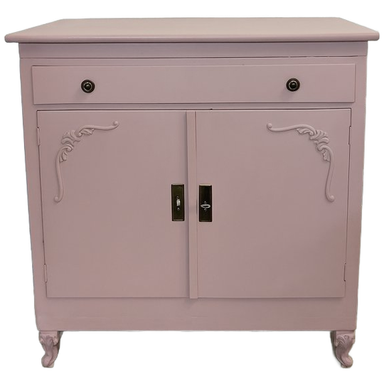 Vintage Brocante Commode Kastje Dressoir In Oud Roze 1