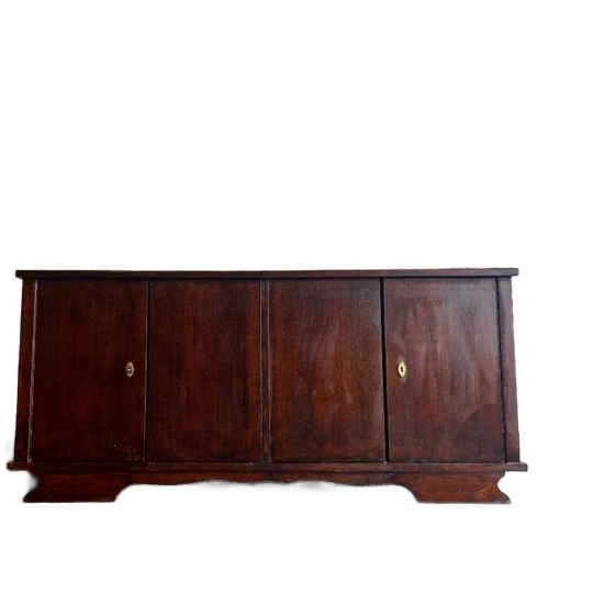 Vintage Dressoir / Retro Lange Extra Diepe Kast Donker Hout 1