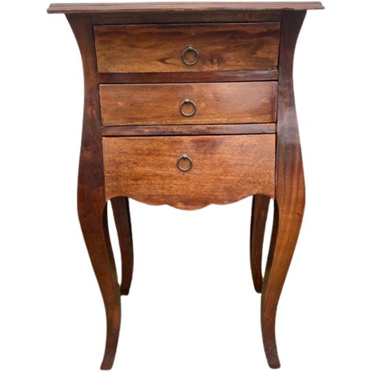 Teak Tafeltje Met Gebogen Poten En 3 Lades, 80 Cm Hoog 1