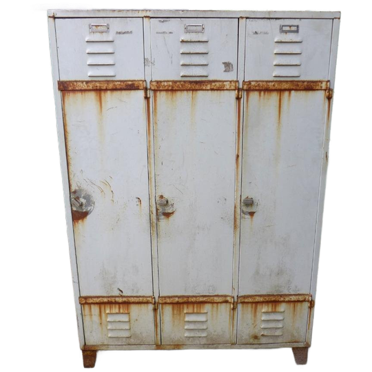 Mooie 3 Deurs Industriele Metalen Vintage Locker Kast 1