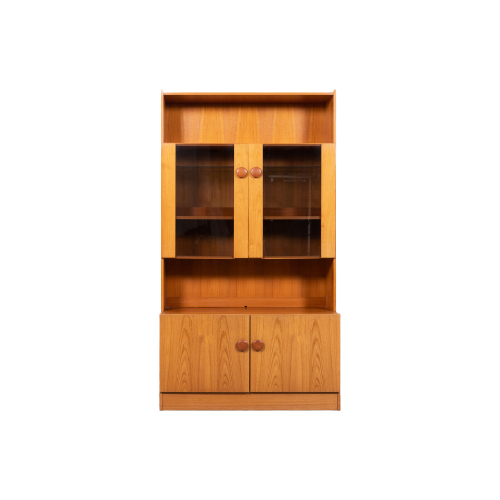 Danish 1970’S Teak Veneer Two Piece Cabinet / Boekenkast / Ladekast / Buffetkast / Kast