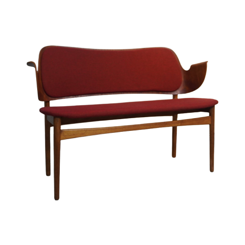 Rare Teak And Oak Bench By Arne Hovmand-Olsen For Bramin, Denmark, 1950S