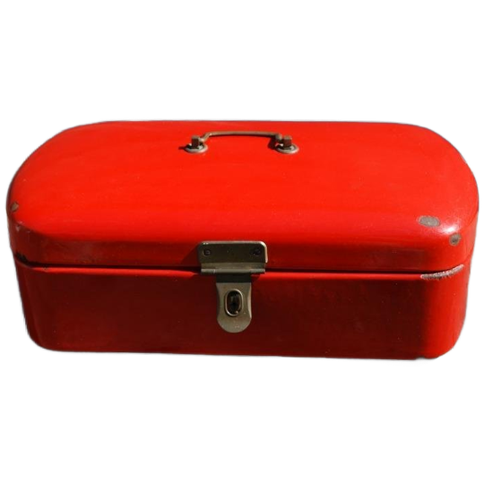 Vintage Emaille Broodtrommel Rood 1