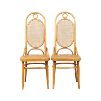 Set Van 2 Hoge Vintage Lichtbruine Bentwood Thonet Stijl Stoelen Model “lange Jan/ Long John”