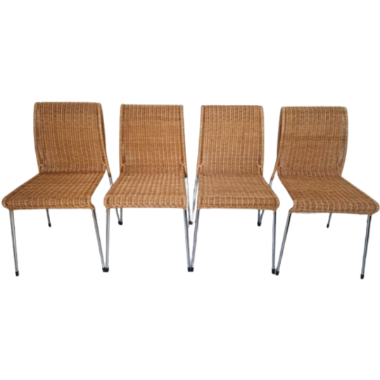 4 Bonancina Tito Agnoli Design Rieten Eetkamer Stoelen 1