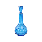 Vintage Karaf Kobalt Blauw Glas Le Smith Glass Co Maan Sterren Sixties Vs 32Cm thumbnail 1