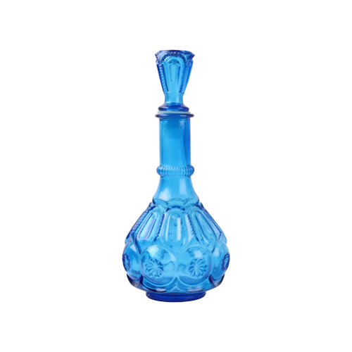 Vintage Karaf Kobalt Blauw Glas Le Smith Glass Co Maan Sterren Sixties Vs 32Cm