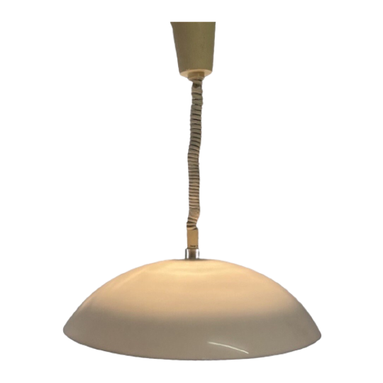Harco Loor Design - Dome Shaped Hanging Pedant - White Plastic - Mounted On An Adjustable Rollyco 1