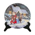 Kerst Bord Kerstman Met Kinderen 20 Cm thumbnail 1