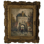 19th-century Oil Painting – City Gate Of Harderwijk, The Netherlands thumbnail 1