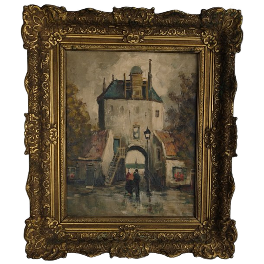 19th-century Oil Painting – City Gate Of Harderwijk, The Netherlands 1