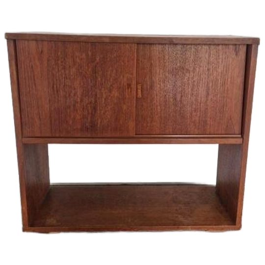 Vintage Teak Boekenkastje Met Schuifdeuren 1