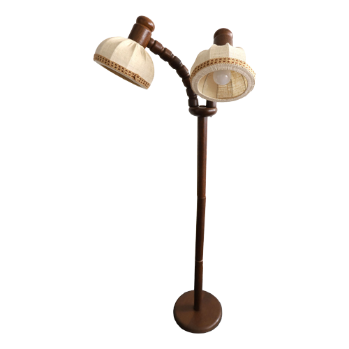 Prachtige Vintage Steinhauer Vloerlamp Met Dubbele Kap, Jaren '60/'70