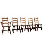 Brutalist Eetkamerstoelen | Vintage Stoelen | Jaren 50 | Eiken thumbnail 1