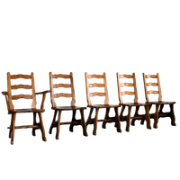 Brutalist Eetkamerstoelen | Vintage Stoelen | Jaren 50 | Eiken