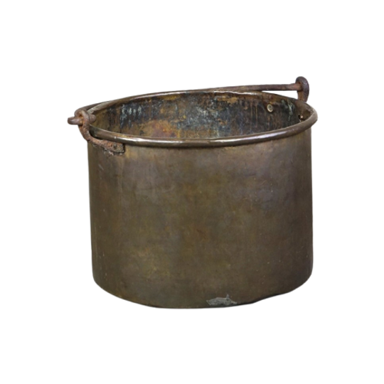 Grote Antieke Koperen Ketel/ Haardbak Met Hengsel 1