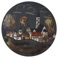 Vintage Keramieken Wandbord Landsby Keramiek