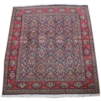Handgeknoopt Oosters Vloerkleed Met Onder Andere Rood En Blauwe Kleuren 298x205cm
