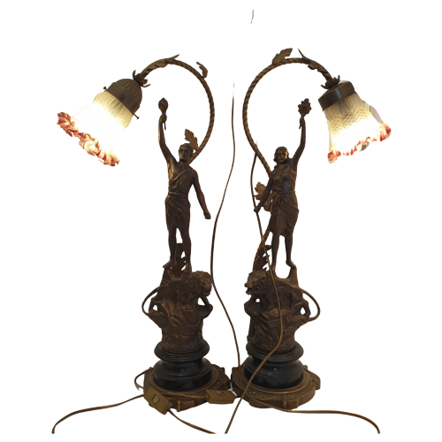Set Tafellampjes Art Nouveau Stijl