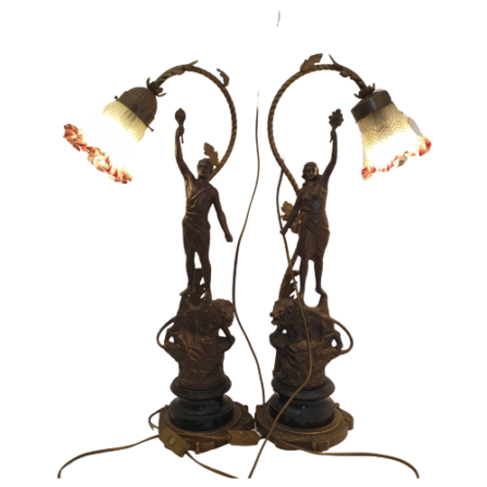 Set Tafellampjes Art Nouveau Stijl 1