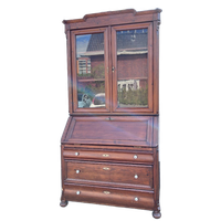 2delig Donker Grenen Secretaire/ Ladenkast/ Vitrinekast/boekenkast 225 Cm Hoog