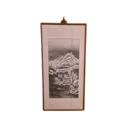 Chinese Aquarel Berg In De Sneeuw Circa 1900.