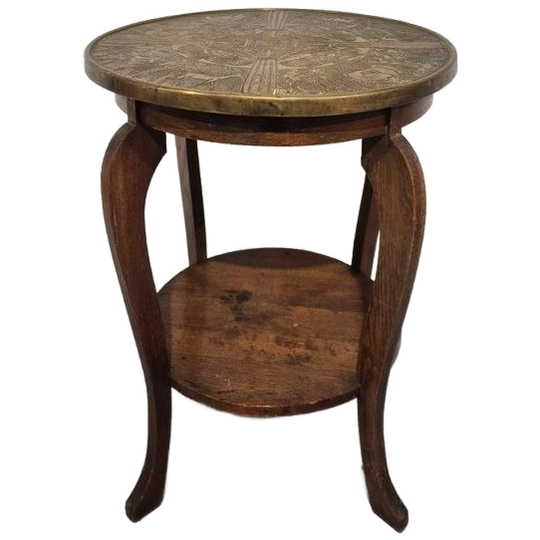 Art Deco Amsterdamse School Bijzet Tafel Met Messing Top 1