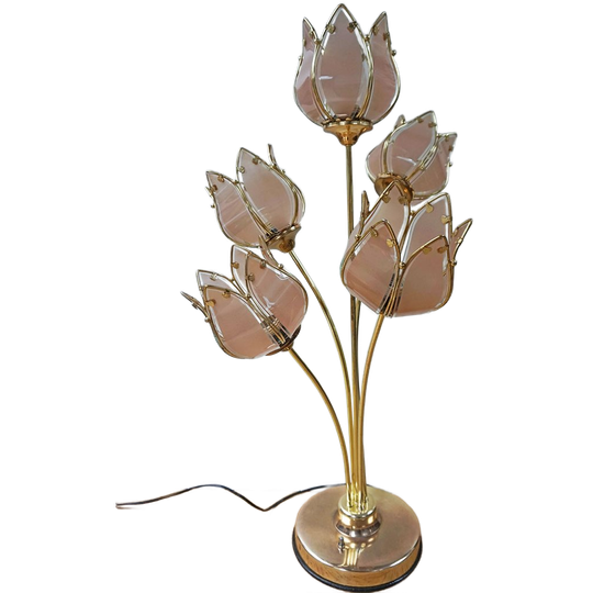 Vintage Hollywood Regency Italiaanse Tulp- Of Lotuslamp, 1970s 1
