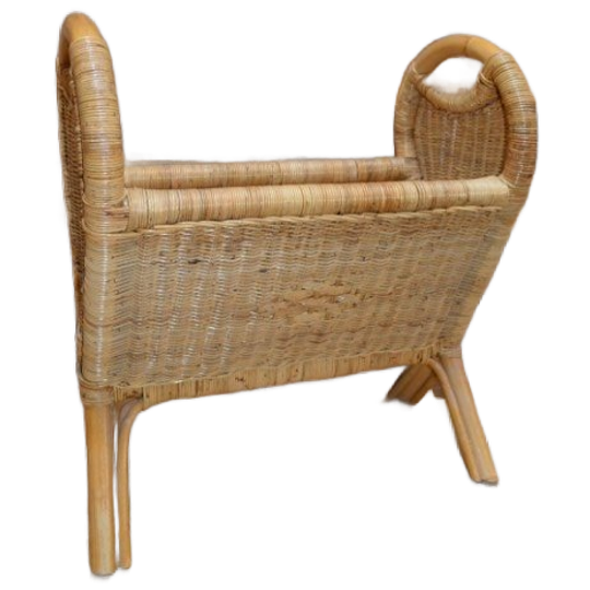 Retro Rotan Lectuurmand – Vintage Tijdschriftenrek Met Handgrepen 1