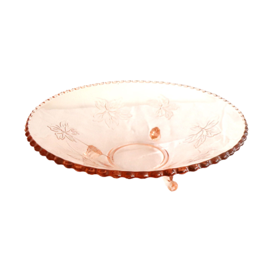 Persglas Fruitschaal Roze Met Parelrand, Jaren '50 1