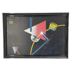 Memphis Style / Postmodern - Airbrush On Canvas - Abstract - Signed By Artist - 1980’S/1990’S thumbnail 1
