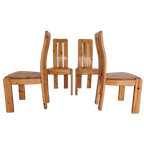 Vintage Brutalist Chapo Stijl Grenen Eetkamer Stoelen thumbnail 1